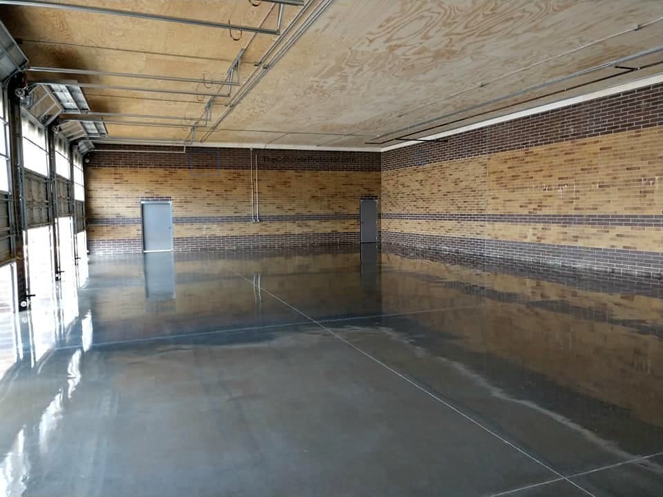 Image of a newly finished grind and seal commercial floor with a polished, glossy surface.